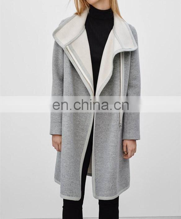 China Custom Womens Apparel Supreme Soft Wool Blench Thick Long Woman Jacket Winter Gray NT6699