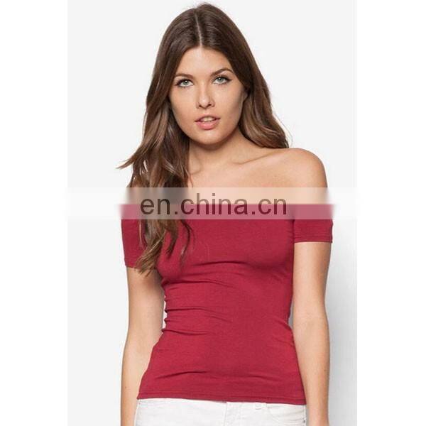 Wholesale Off Shoulder Tunic Tops Fashion Design Red Ladies Blouses & Tops