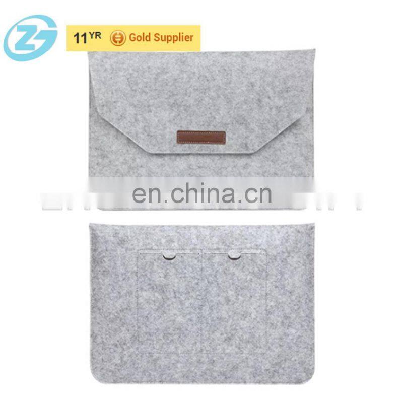 Cheap Customized Printing Logo Grey Lightweight Felt Laptop Bag Two Laptops