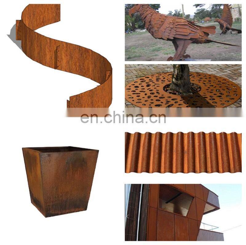 Rectangular Corten Steel Planters Flower Bed customized