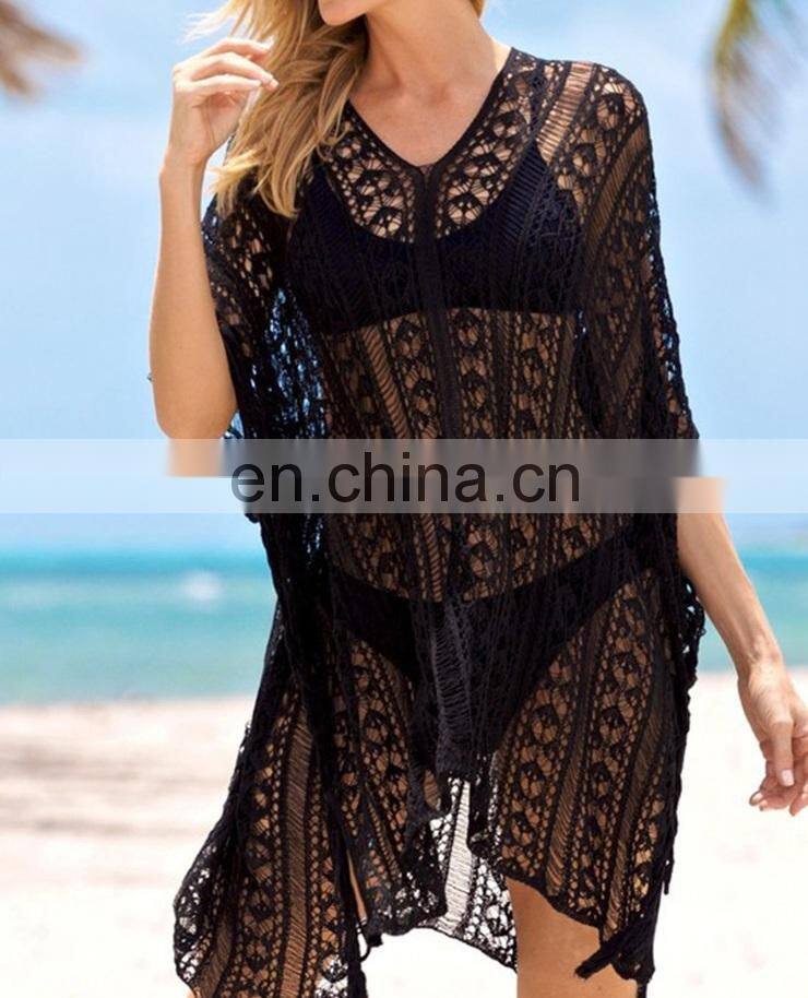 Plus size Sexy Beach Dress Cover-up Knit Bikini Cover up Pareo Tunic for Beach Sarong Pareos de Playa Mujer Swimsuit cover up