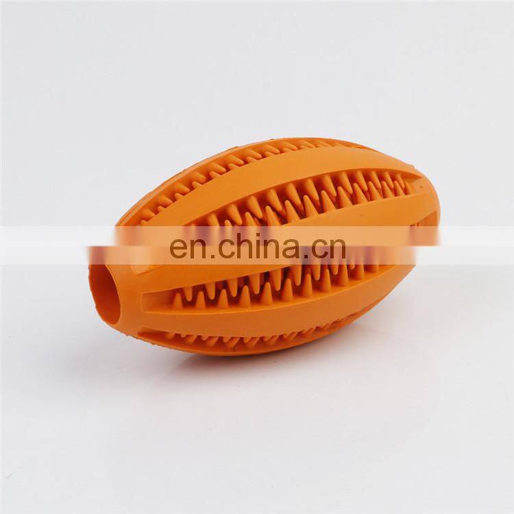 Non-Toxic soft tooth cleaning and IQ training rubber dog toys pet rugby ball