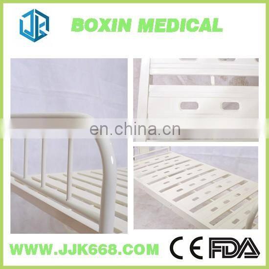 Simple Cold-rolled steel plate flat platform hospital medical bed with 6cm waterproof breathable mattress