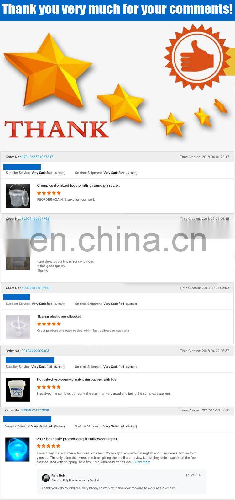 HOT 20L square new PP/HDPE Washing Powder used plastic buckets