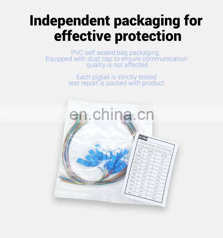 12 Color Fiber Cores SC OM4 50/125 62.5/125 0.9mm Fiber Optic Pigtail Fiber Patchcord