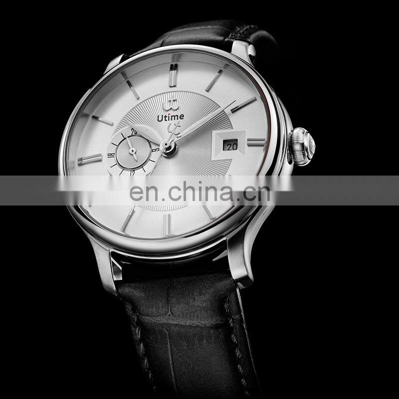 Utime Classic Automatic Mens Luxury Watch Men Wrist Sub Dial Calendar Date Display Leather Band U0039G Jam Tangan Pria
