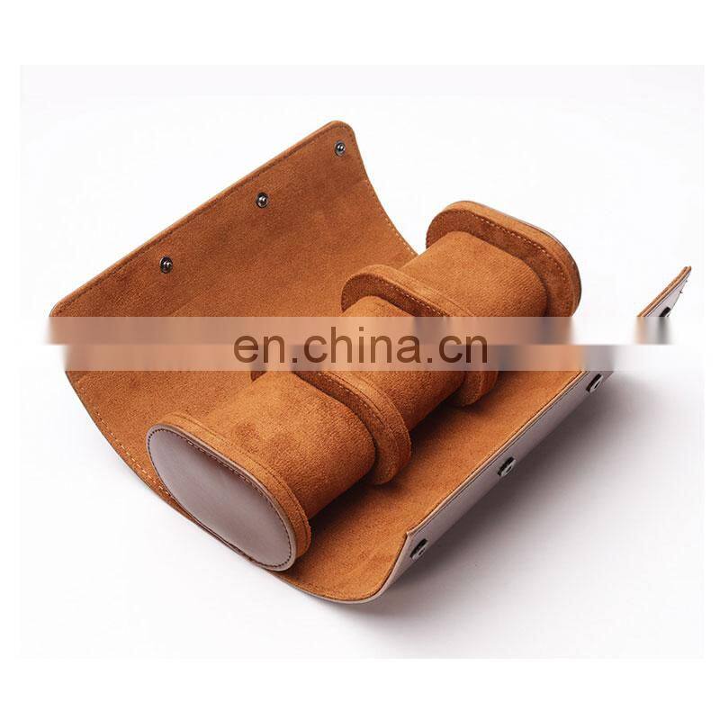 3 Slots Watch Roll Travel Case Chic Portable Vintage Leather Display Watch Storage Box Slid in Out Watch Holder Organizer