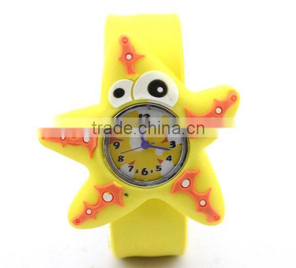 cute starfish slap watch glass face quartz movt silicone strap long strap wrist watch
