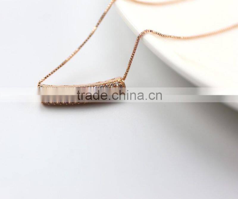 Simple design new model hollow rose gold plated pipe pendant necklace fashion jewelry with box chain for wholesale