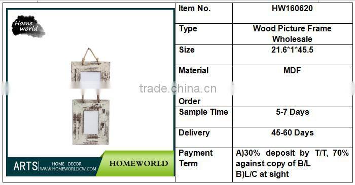 Distressed Wall Mounted Open White Wood Picture Frame Wholesale