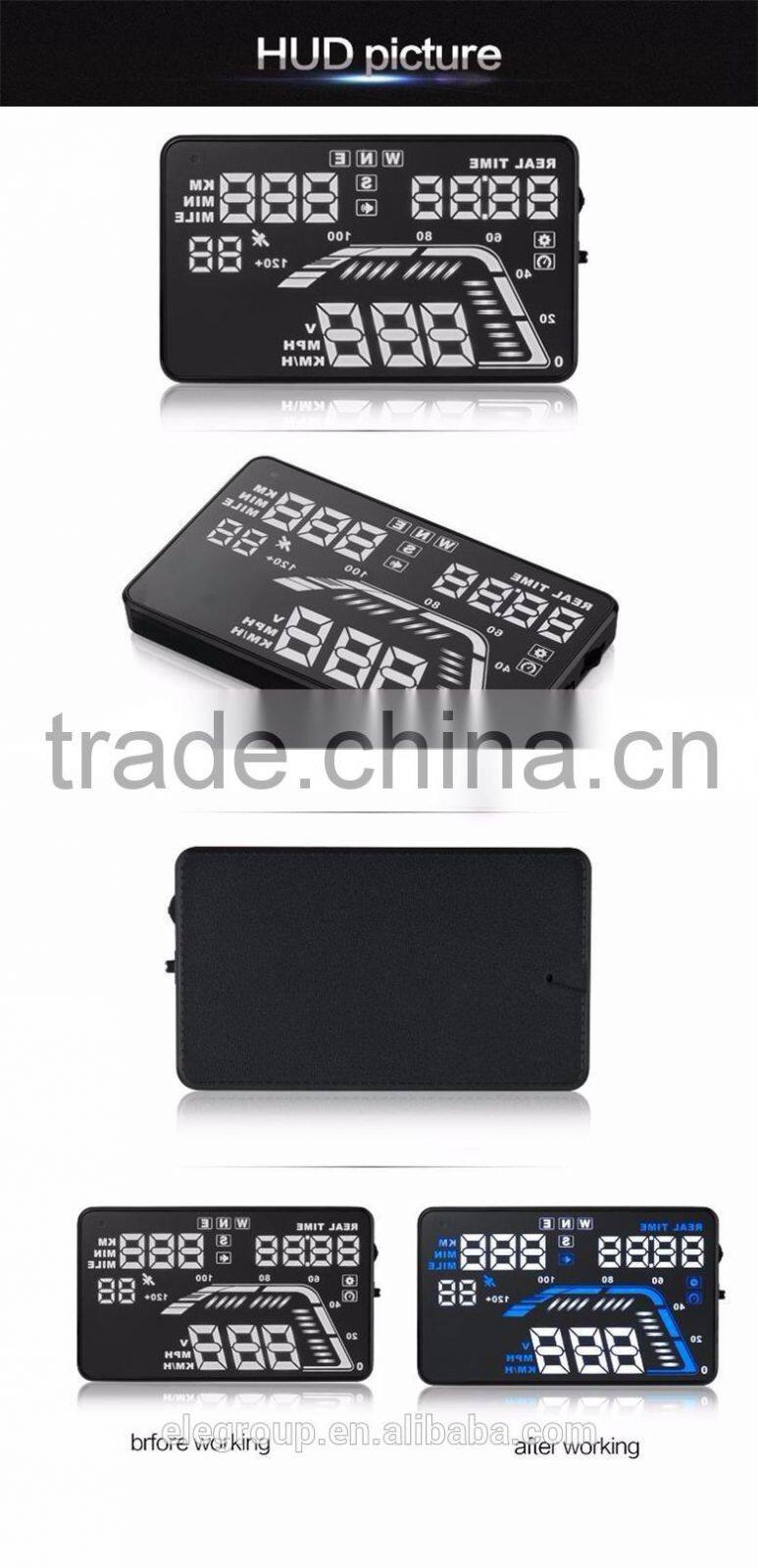 Universal 5.5" Inch Q7 LED Head Up Digital Display Car GPS OBD2 HUD