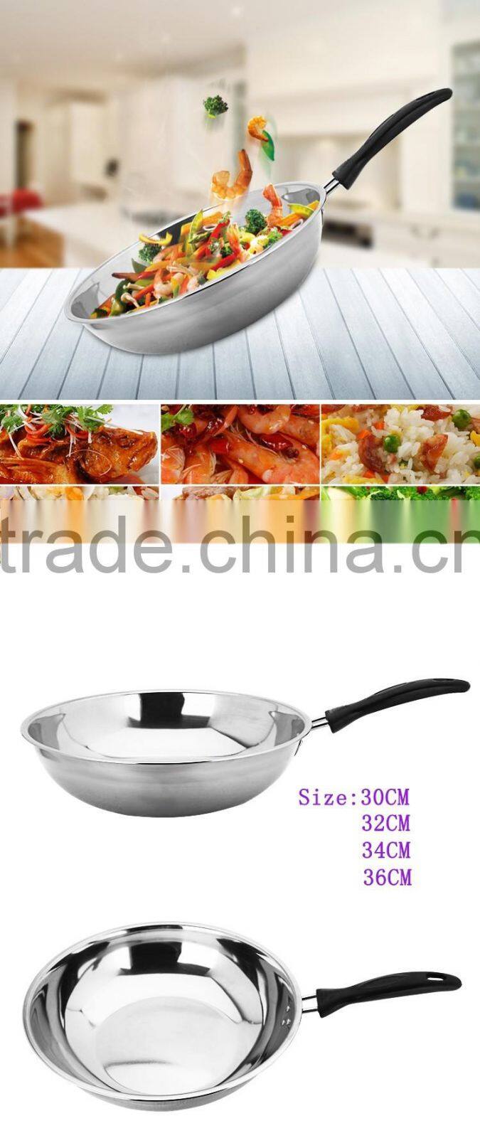 Durable Stainless Steel Pan Frying Pan with Bakelite Handle