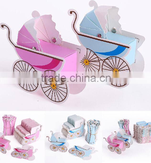 Wholesale new design Wedding baby carriage shape paper Gift Box