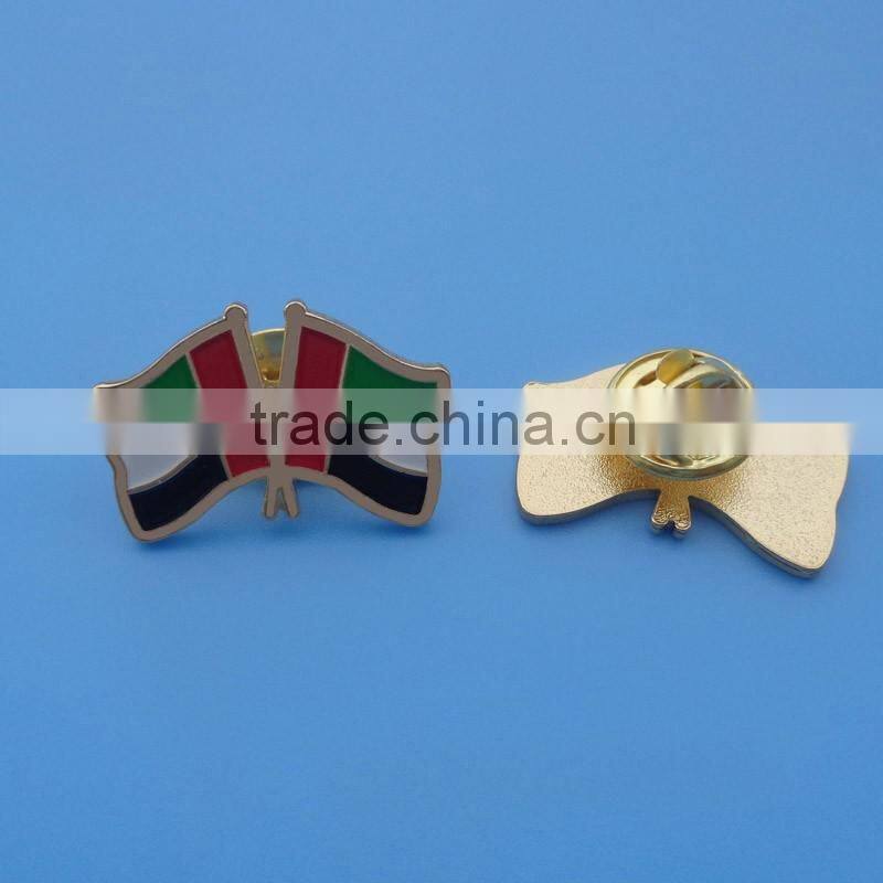 Discharge Gold UAE Flag Cross Design Enamel Metal Lapel Pins