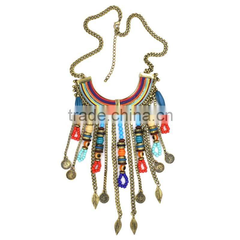 Wholesale Handmade Colorful Charm Multiple Pendant Necklace Jewellry Designs