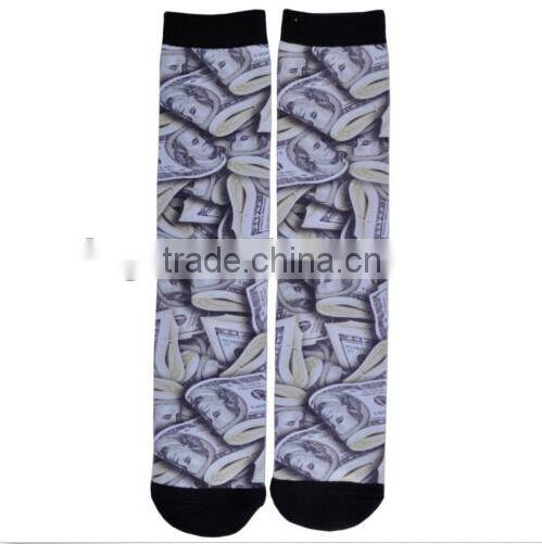 Magnum Graphic Print Stretch Money Stacks Hundreds Bills Sublimated Crew Sock