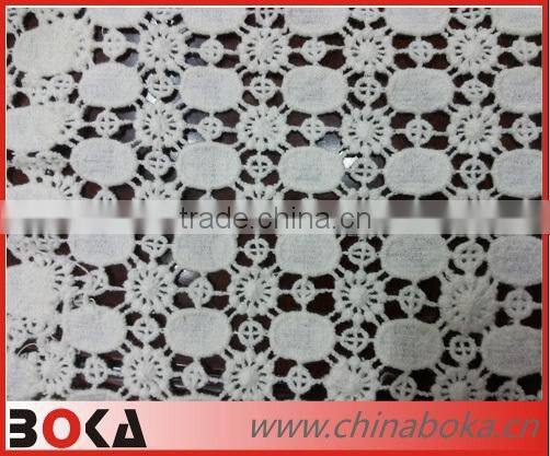 BOKA hot selling white water soluble cotton lace fabric