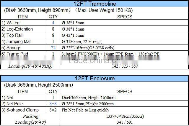 12ft jumping trampoline with net(inside)
