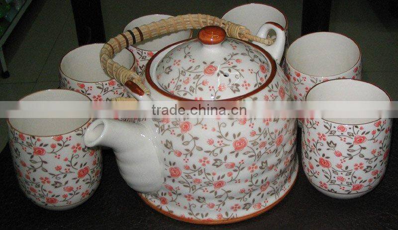 Hot sell ceramic tea pot set with various patterns