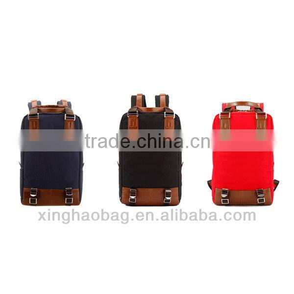 Canvas&leather backpack bag the school backpack cheap wholesale
