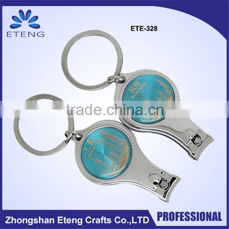 Promotion custom printed bottle opener keychain nail clipper