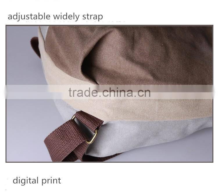 Korean design pu splice canvas school bacopack travel backpack