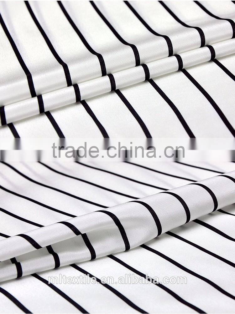 Stripes printed 16mm crepe de chine fabric in 100% silk