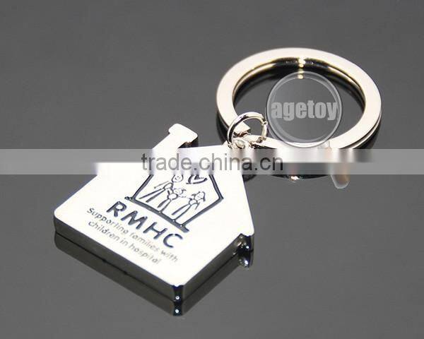 Public Good Souvenirs House Shape Engraved Logo Promotional Customized Metal House Key Ring