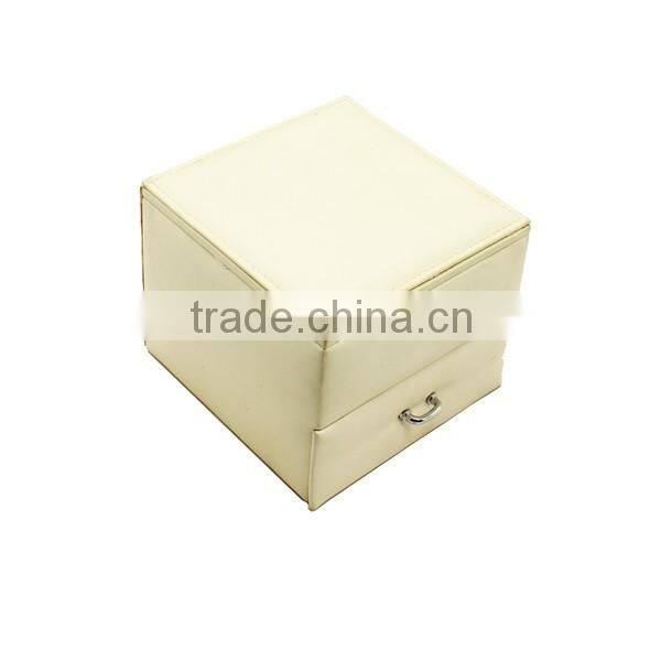 Sweet white drawer type PU leather jewelry box