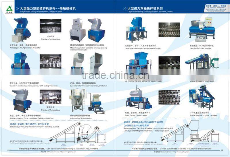 Strong double shaft shredder two stage plastic recycling machine biaxial plastic shredder