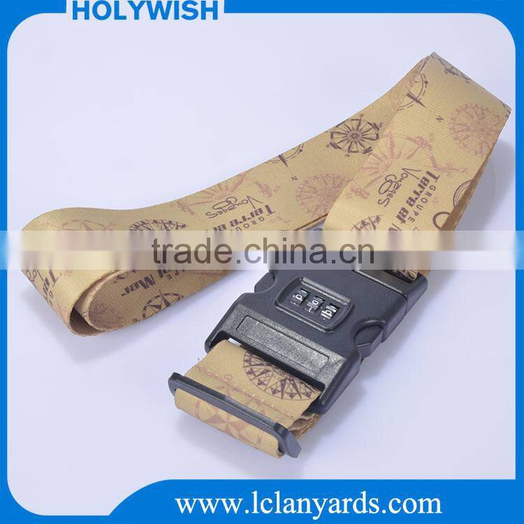 Heat Transfer Printed Fashion Travel Luggage Strap With Digital Lock