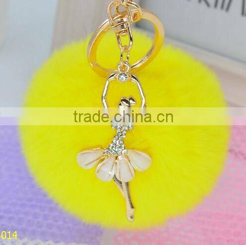 Cell Phone Car Handbag Charm lady Fur Ball Keychain/