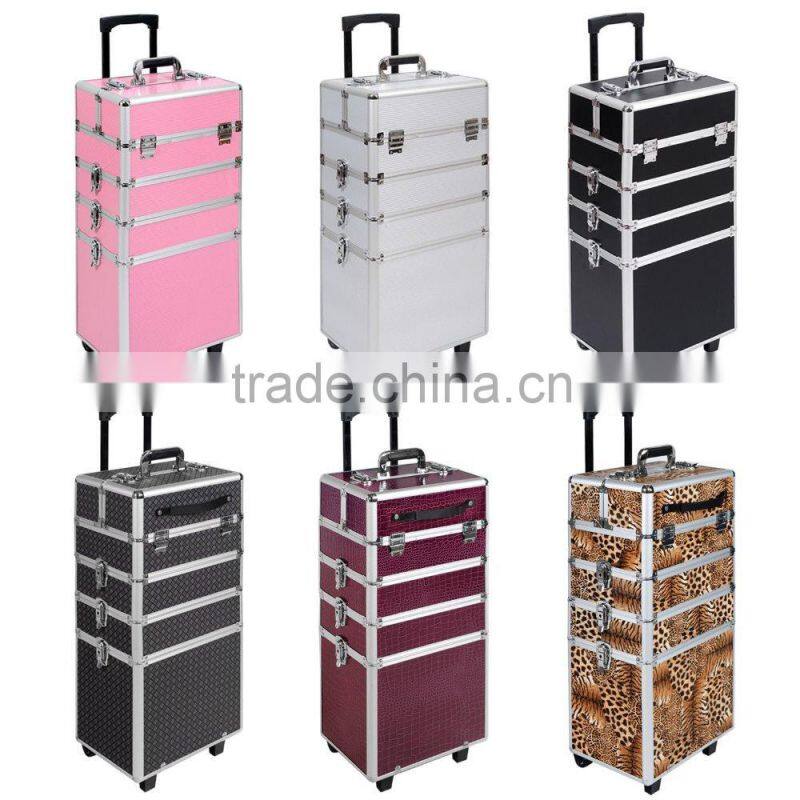 Professional ABS panel hairdressing hard carry case aluminum trolley make up case