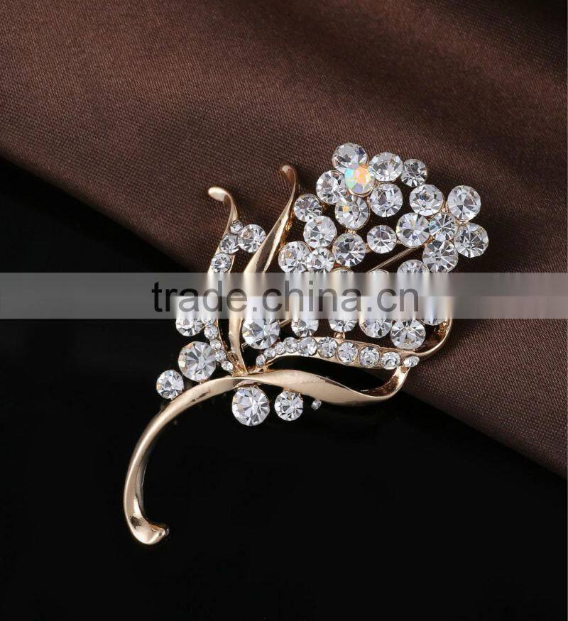 High Quaility Rhinestone Flower Brooch pin,Flower Pearl Buckle For Invitation