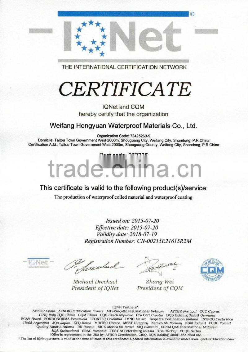 synthetic roof underlayment/self-adhesive modified bitumen waterproofing membrane/bitumen waterproof membrane