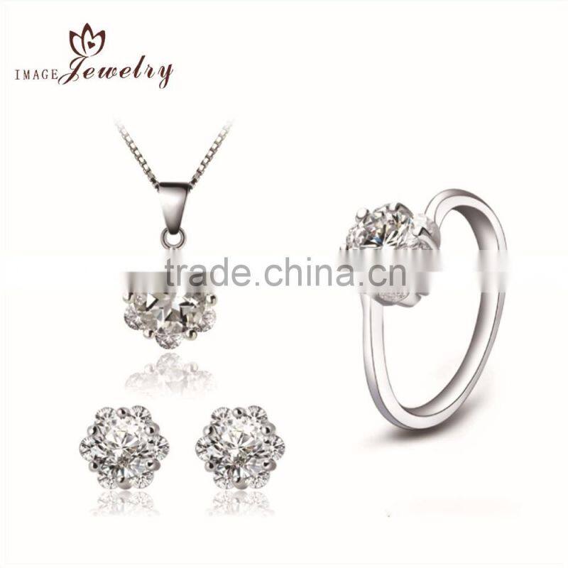 2014 Fashion Jewelry Women Stainless Steel Crystal Jewelry Set