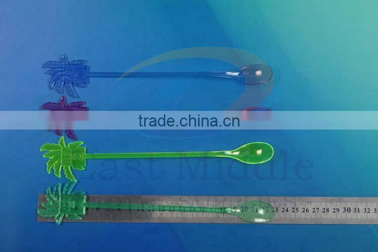 9 inch colored coconut tree design stick/swizzle sticks/ cocktail stick stirrer spoon end