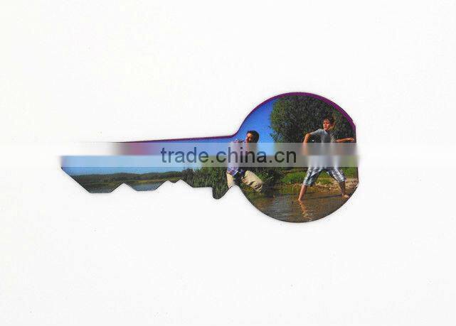 2016 custom creative cheap key shape flat paper fridge magnets for gifts