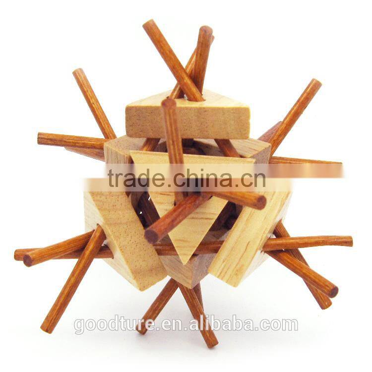 2015 Hot Sale Wooden IQ Intelligent Puzzle Magic Puzzle Kongming Lock Brain Teaser Model Number GAD1088