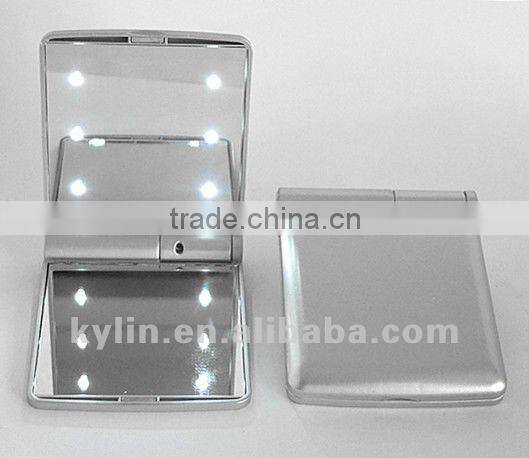 Plastic makeup comestic double size mirror with LED light