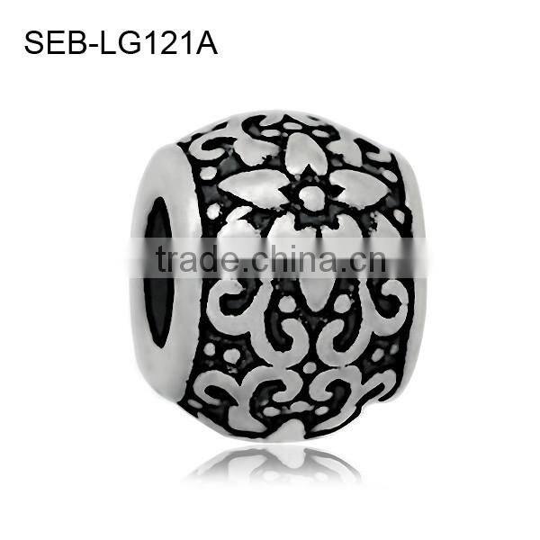 Ready Stock Vintage Tone Stainless Steel Jewelry Accessories Findings Large Hole European Charms Flower Spacer Beads SEB-LG121