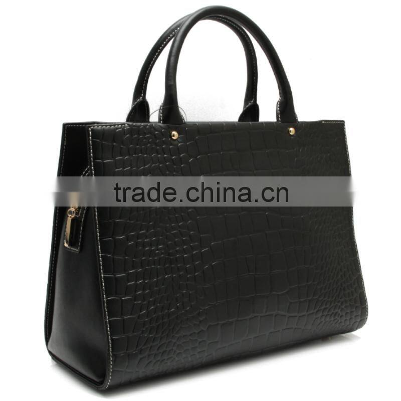 N2272-A5162 New Arrival black crocodile pattern leather satchel handbag ladies fashion designer bags