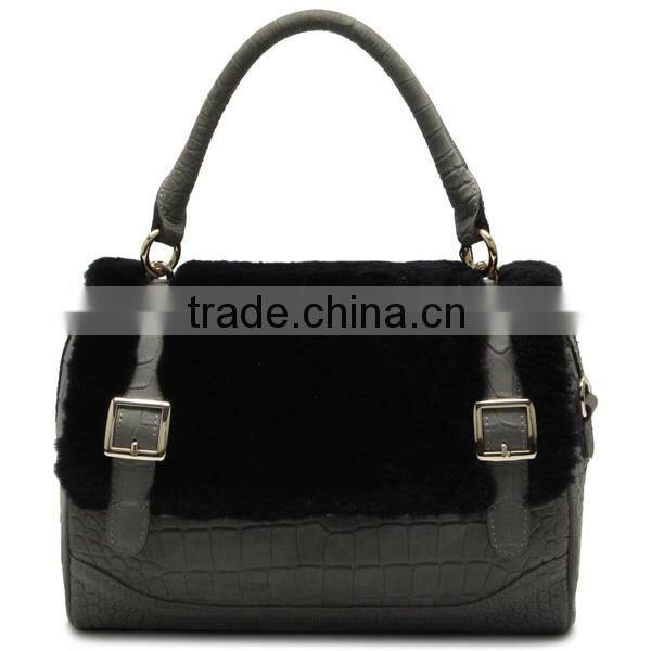 FOR CHRISTMAS promotion stock crocodile pattern leather plush bag