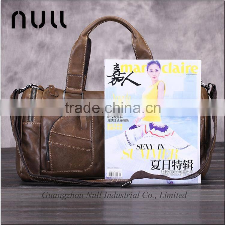 New stylish promotional custom waterproof vintage oil genuine leather travel duffle bag for men