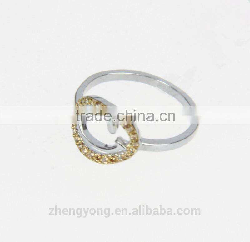 Sterling Silver Smile Face Ring With Gold Cubic Zirconia, Ladies Fashion Party Rings