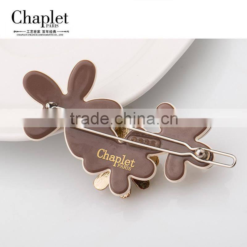 Cellulose acetate children flowers and alloy crystal decorative hairpins