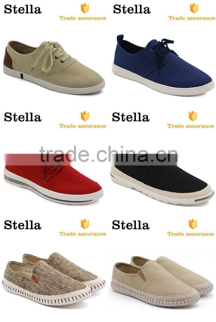 comfortable rubber sole threading strappy men canvas loafer shoes