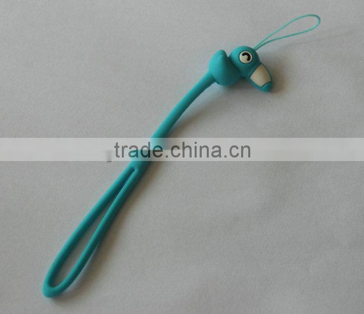 Fashion Big mouth Birds cartoon design Yellow color silicone cell phone straps manufacture