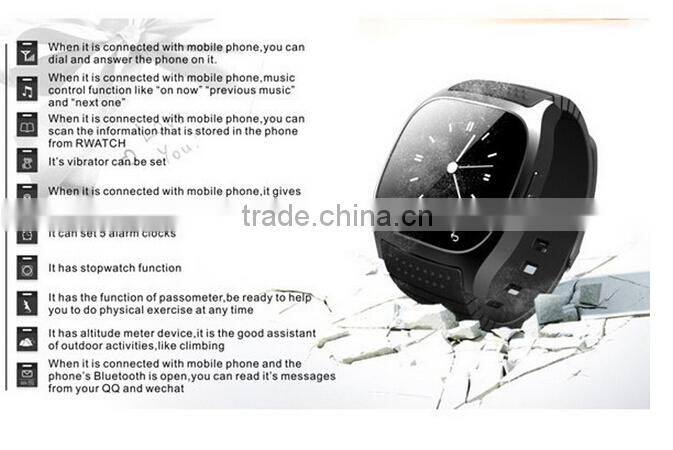 Smart Bluetooth Watch with LED Display Barometer Alitmeter Music Player Pedometer for Android IOS Mobile Phone
