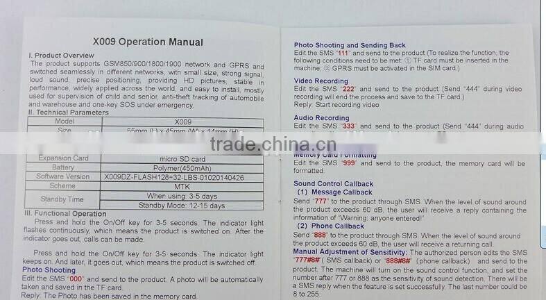 2015 Latest Edition X009 Mini Camera Monitor Video Recorder SOS GPS DV GSM Mini Camcorders With Charger GSM Bug Tracker